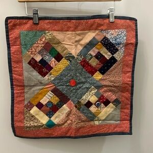 Small Homemade Quilt Wall Hanging 18” x 18” Buttons